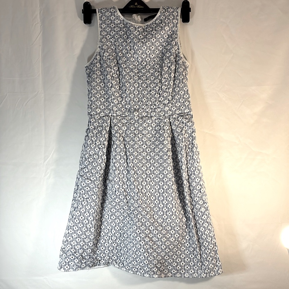 Brooks Brothers blue/white stripe eyelet sleeveless dress. Size 8